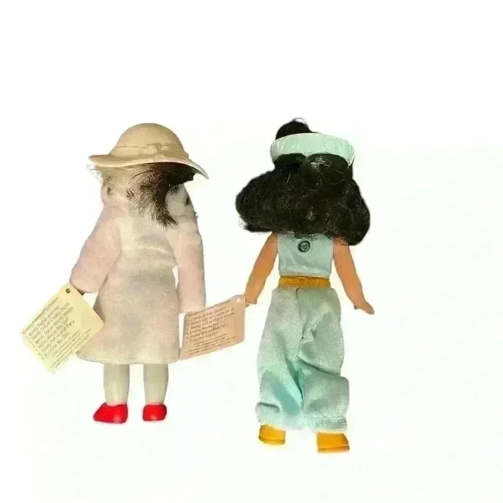 Madame Alexander Wendy dolls as Cruella and Jasmine VTG tiny dolls measuring <6”